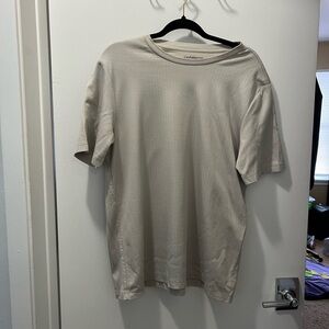 Men's Beige Ribbed T-Shirt
